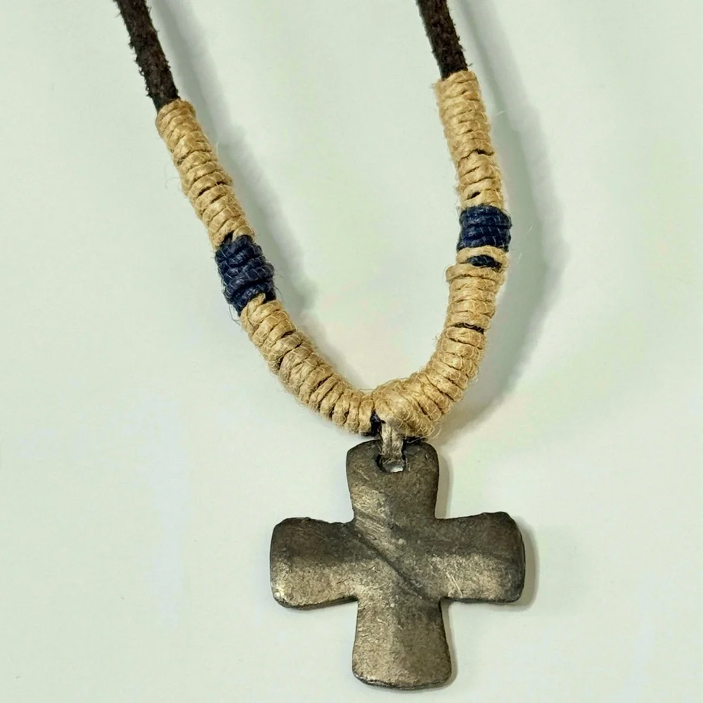 🌟Earth Elements Rustic Cross Pendant Necklace